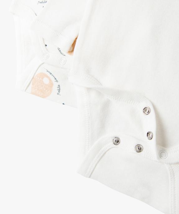 Body bébé en coton biologique à manches longues et col US (lot de 3) vue3 - GEMO 4G BEBE - GEMO