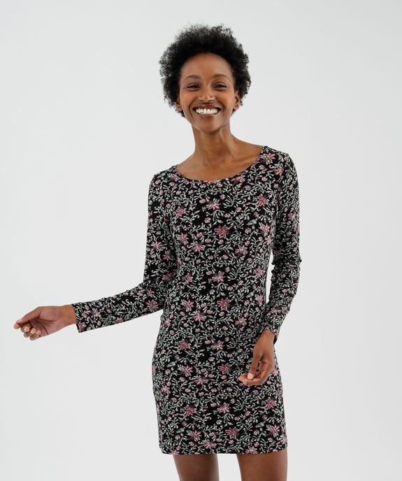 Chemise de nuit à manches longues femme vue1 - GEMO 4G FEMME - GEMO