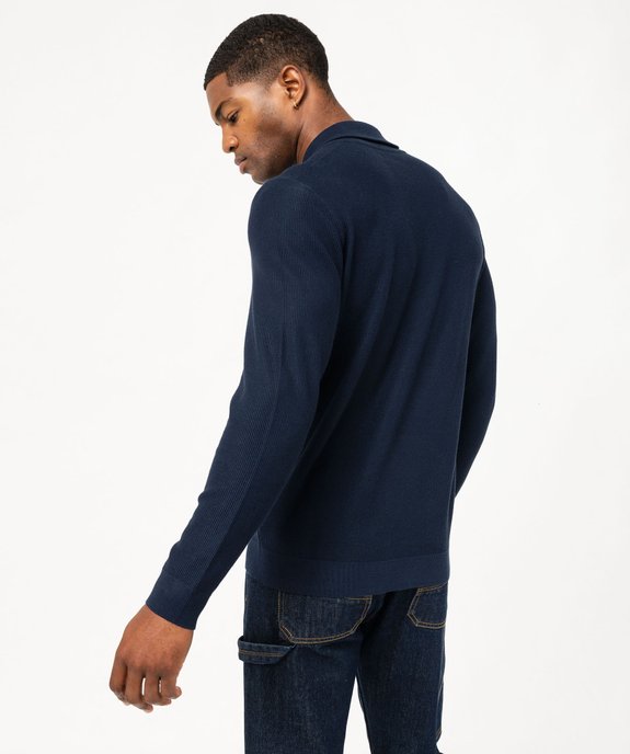 Pull col châle en fine maille côtelée homme vue6 - GEMO 4G HOMME - GEMO