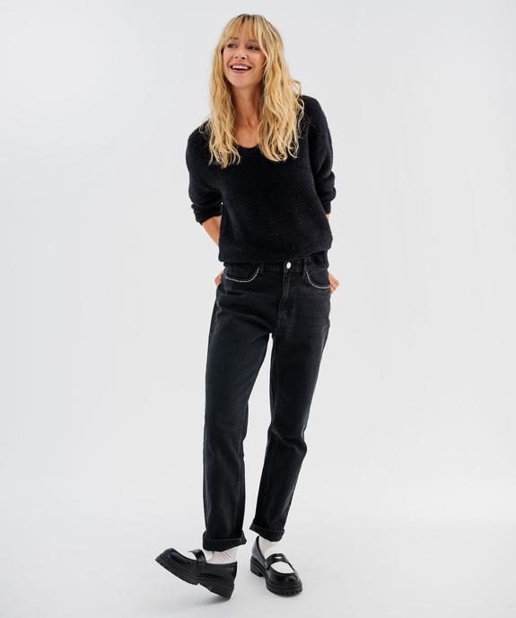 Pull en maille douillette avec double encolure V femme vue4 - GEMO(FEMME PAP) - GEMO