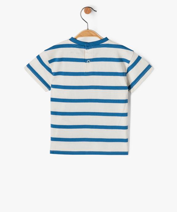 Tee-shirt bébé garçon rayé à manches courtes vue3 - GEMO(BEBE DEBT) - GEMO