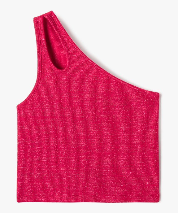 Tee-shirt asymétrique en maille pailletée fille vue1 - GEMO (JUNIOR) - GEMO