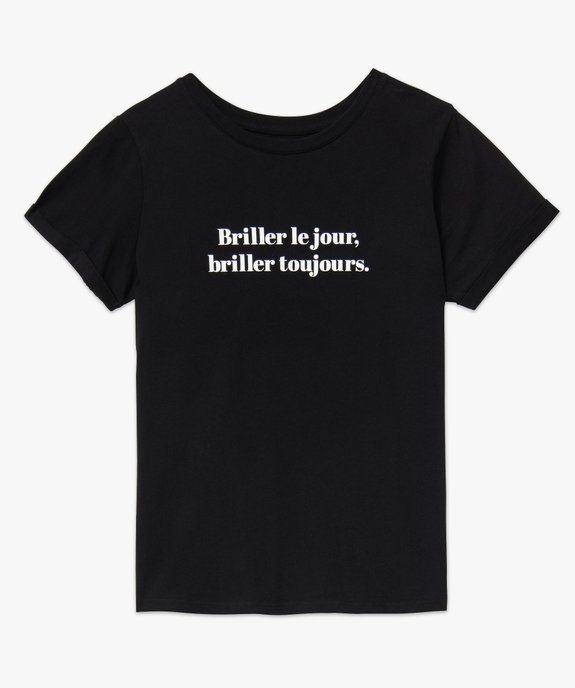 Tee-shirt femme à manches courtes avec message vue4 - GEMO(FEMME PAP) - GEMO