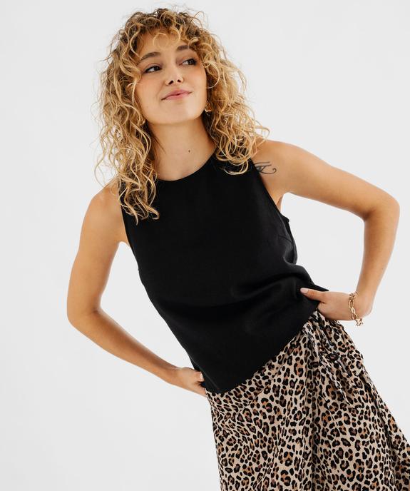 Blouse sans manches unie en viscose et lin femme vue1 - GEMO 4G FEMME - GEMO