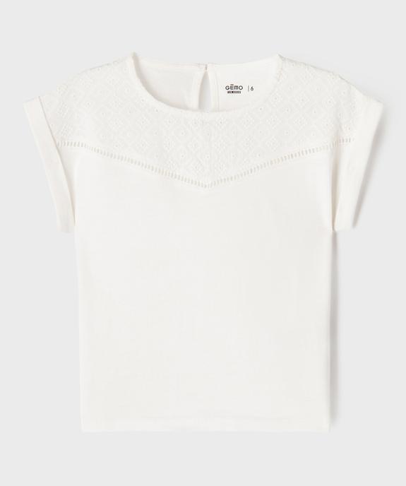 Tee-shirt manches courtes avec détails brodés fille vue1 - GEMO 4G FILLE - GEMO