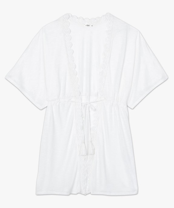 Kimono de plage femme avec liseré en dentelle vue4 - GEMO (PLAGE) - GEMO
