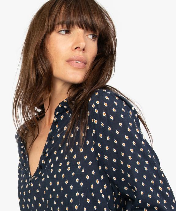 Blouse femme fluide à motifs et col v à boutons vue2 - GEMO(FEMME PAP) - GEMO