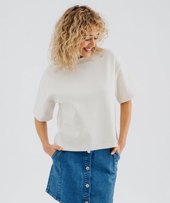 Tee-shirt manches courtes et col rond coupe oversize femme vue1 - GEMO 4G FEMME - GEMO