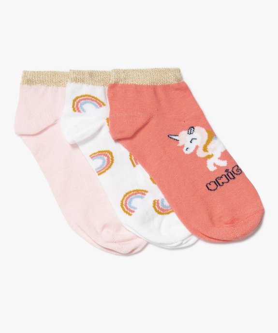 Chaussettes fille ultra courtes avec motifs licorne (lot de 3) vue1 - GEMO (ENFANT) - GEMO