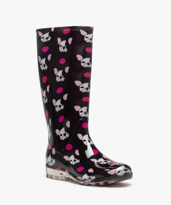 Bottes de pluie femme fantaisie imprimées chiens vue2 - GEMO (EQUIPT) - GEMO