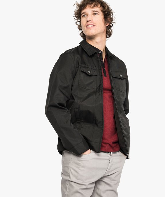 Blouson uni zippé sur l'avant vue1 - GEMO (HOMME) - GEMO