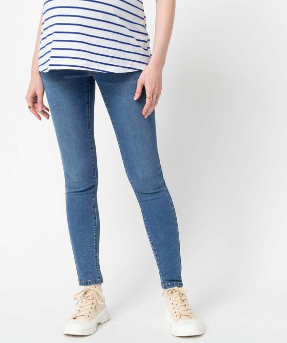 Jean de grossesse slim 4 poches avec bandeau jersey vue1 - GEMO (MATER) - GEMO