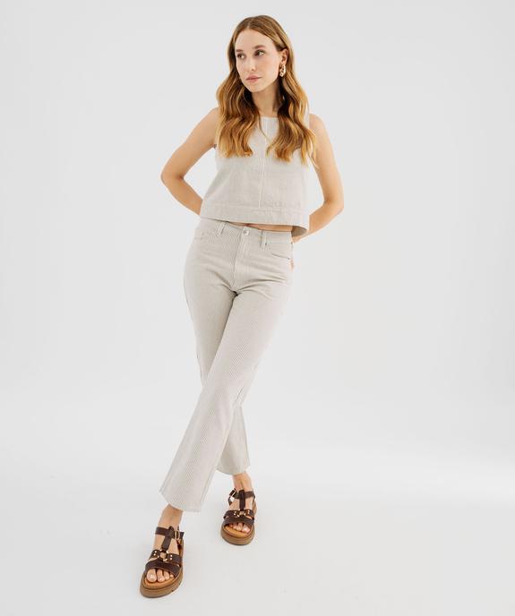 Blouse sans manches en toile denim rayée femme vue5 - GEMO 4G FEMME - GEMO