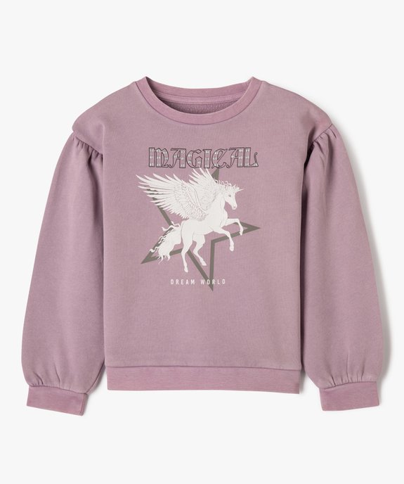 Sweat loose patiné à manches blousantes fille vue1 - GEMO (ENFANT) - GEMO