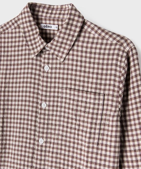 Chemise à carreaux avec poche poitrine garçon vue2 - GEMO (JUNIOR) - GEMO