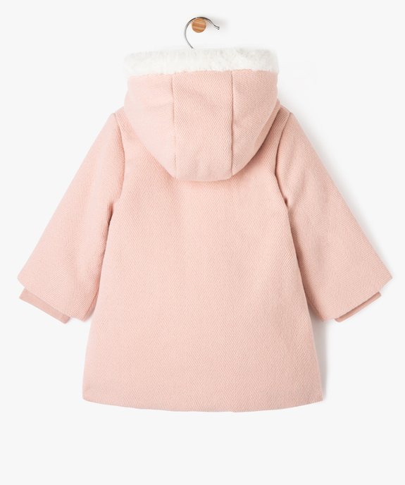 Manteau à capuche avec doublure peluche bébé fille vue5 - GEMO 4G BEBE - GEMO
