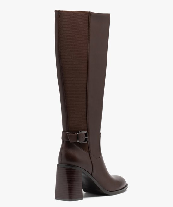 Bottes femmes unies à talon carré évasé avec tige élastique  vue4 - GEMO(URBAIN) - GEMO