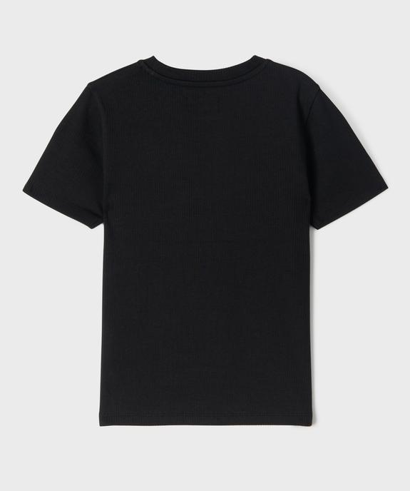 Tee-shirt manches courtes en maille côtelée fille vue3 - GEMO 4G FILLE - GEMO