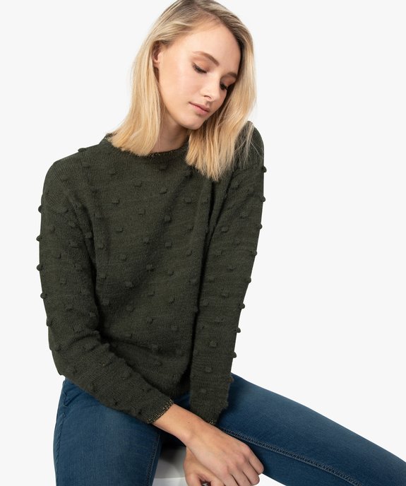 Pull femme avec détails en relief et finitions pailletées vue1 - GEMO(FEMME PAP) - GEMO