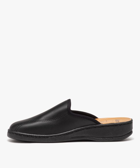 Chaussons homme mules en cuir uni vue3 - GEMO 4G HOMME - GEMO