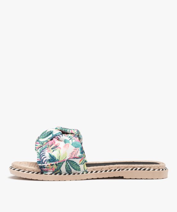 Mules de piscine femme à bandeau en toile imprimée vue3 - GEMO (PLAGE) - GEMO