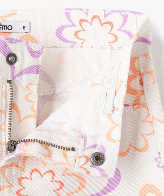 Short fille en toile denim à motifs fleuris vue3 - GEMO 4G FILLE - GEMO