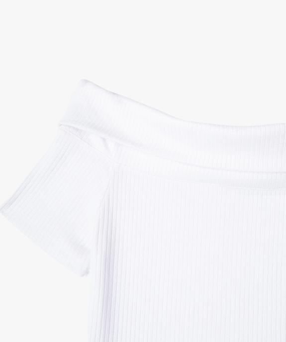 Tee-shirt manches courtes coupe courte et col Bardot fille vue3 - GEMO (JUNIOR) - GEMO