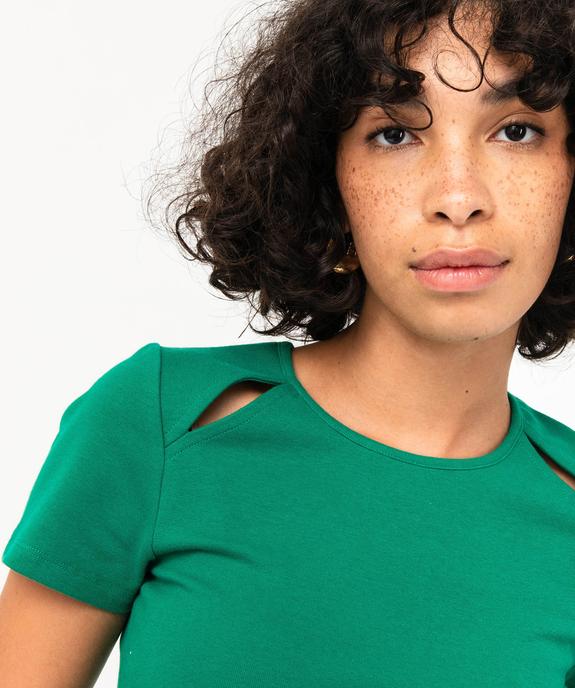 Tee-shirt à manches courtes et col rond coupe courte femme vue2 - GEMO(FEMME PAP) - GEMO