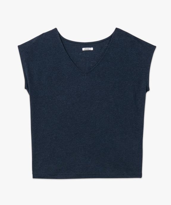 Tee-shirt manches courtes coupe loose en lin femme vue4 - GEMO 4G FEMME - GEMO