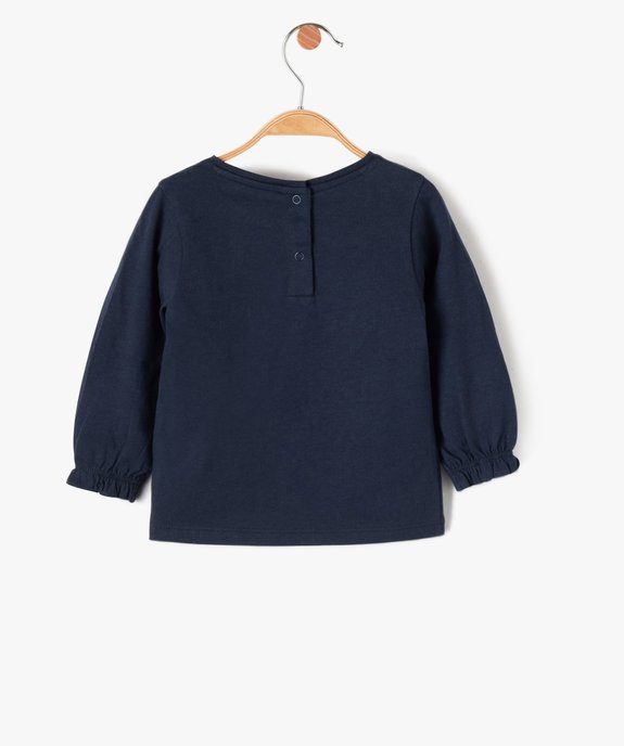 Tee-shirt bébé fille à manches longues blousantes et motif vue3 - GEMO(BEBE DEBT) - GEMO