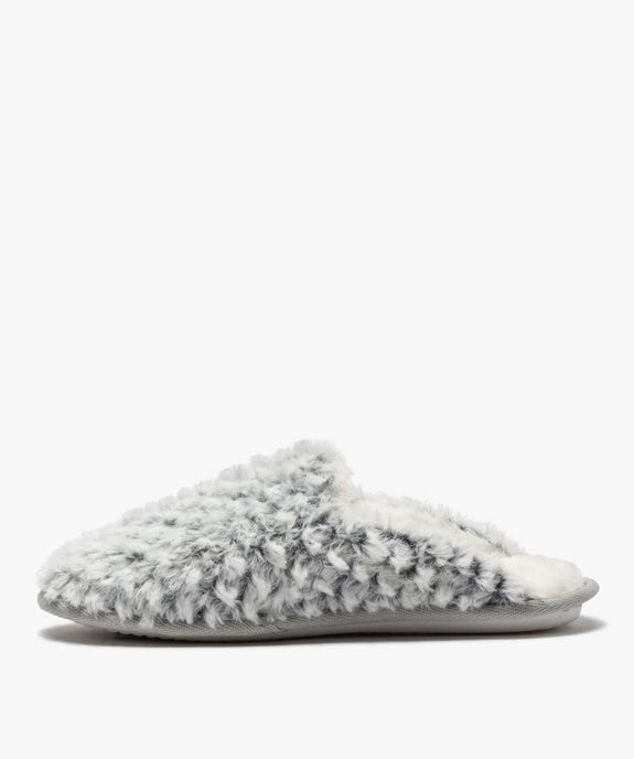 Chaussons femme mules plates en textile peluche vue3 - GEMO(HOMWR FEM) - GEMO