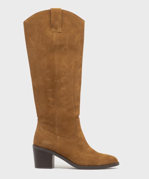Bottes dessus cuir velours esprit Santiag femme - Tanéo vue2 - TANEO - GEMO