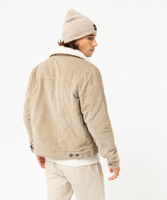 Veste en velours côtelée doublée fourrure imitation homme vue3 - GEMO (HOMME) - GEMO