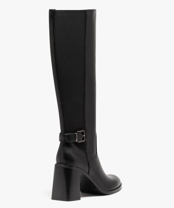 Bottes femmes unies à talon carré évasé avec tige élastique  vue4 - GEMO(URBAIN) - GEMO