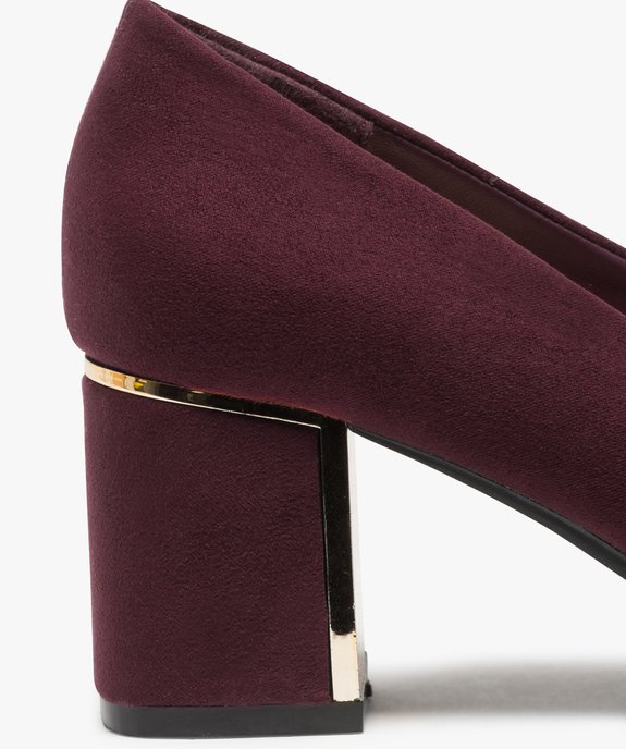 Escarpins femme bout pointu et talon large à détail brillant vue6 - GEMO(URBAIN) - GEMO