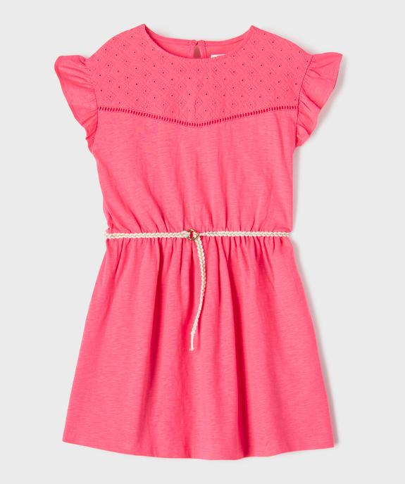 Robe courte à manches volantées en jersey de coton fille vue1 - GEMO 4G FILLE - GEMO