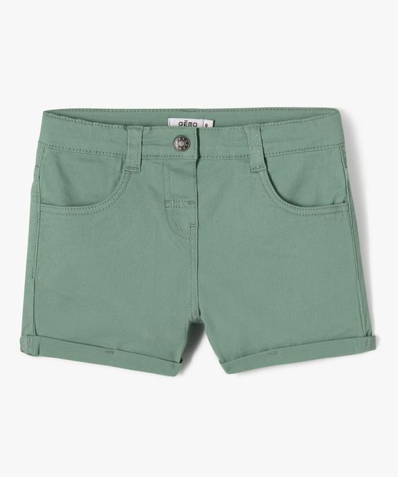 Short en coton stretch avec revers fille vue1 - GEMO (JUNIOR) - GEMO