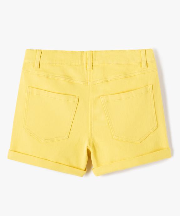 Short en denim avec revers cousus fille vue3 - GEMO (JUNIOR) - GEMO