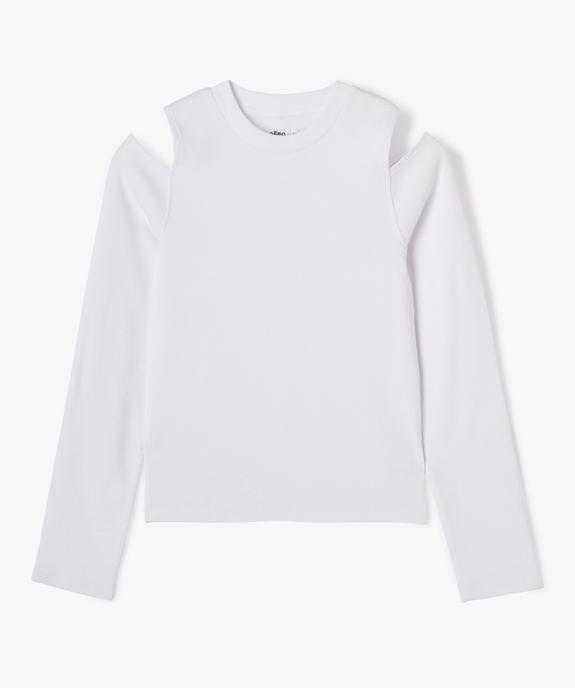 Tee-shirt manches longues avec épaules dénudées fille vue1 - GEMO (JUNIOR) - GEMO