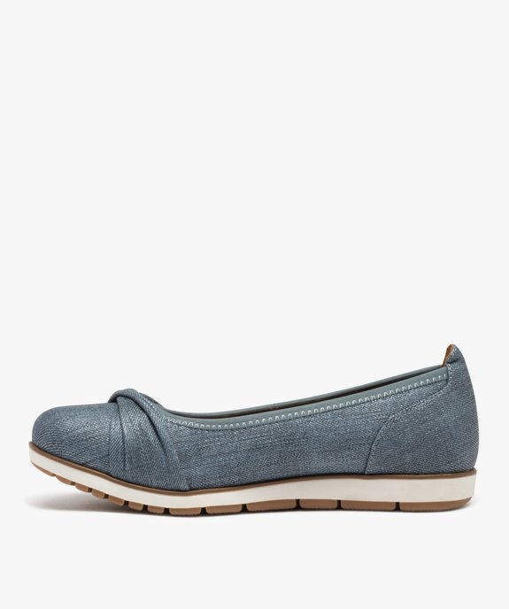 Ballerines femme confort unies effet drapé en denim  vue3 - GEMO (CONFORT) - GEMO