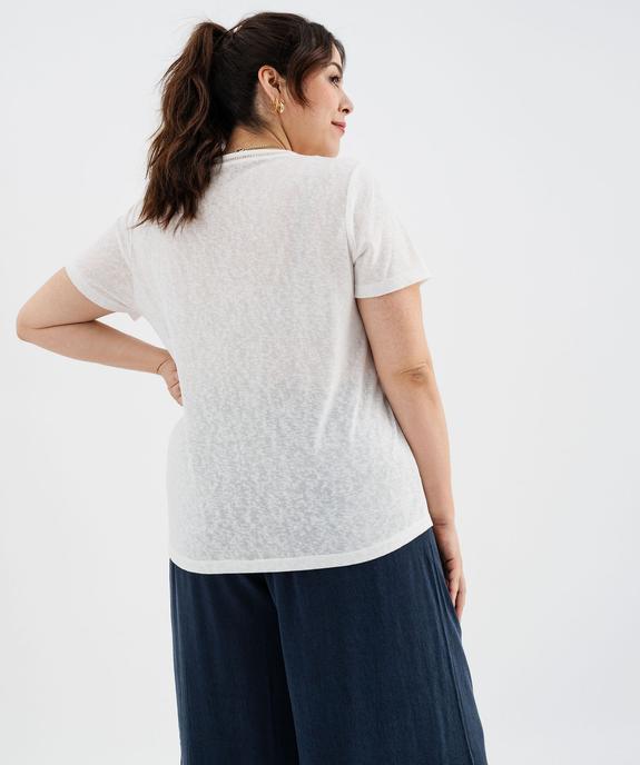 Tee-shirt manches courtes pailleté à col V femme grande taille vue4 - GEMO (G TAILLE) - GEMO