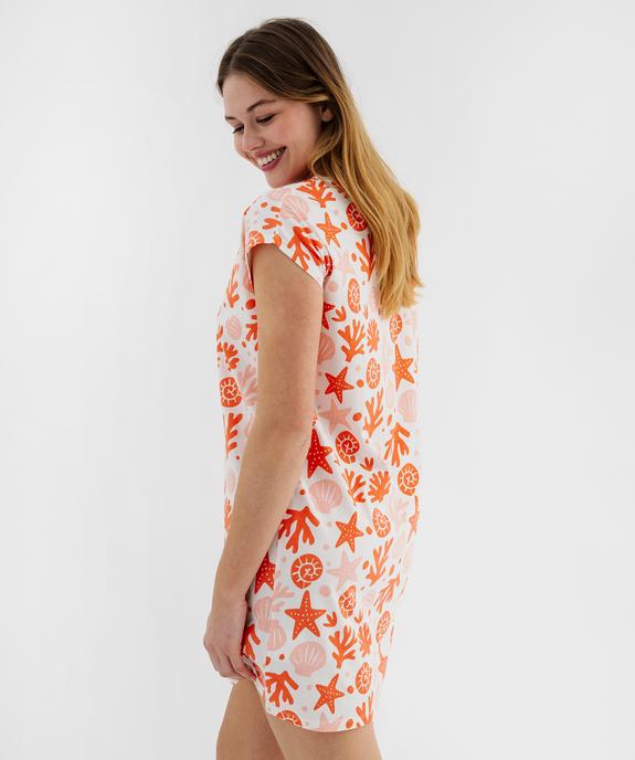 Chemise de nuit en coton à motifs marins femme vue3 - GEMO 4G FEMME - GEMO