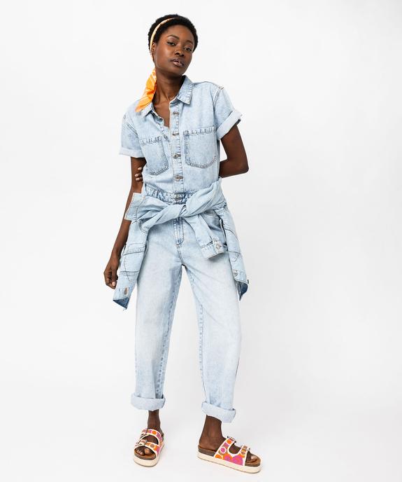 Combinaison pantalon en jean à manches courtes femme vue1 - GEMO 4G FEMME - GEMO
