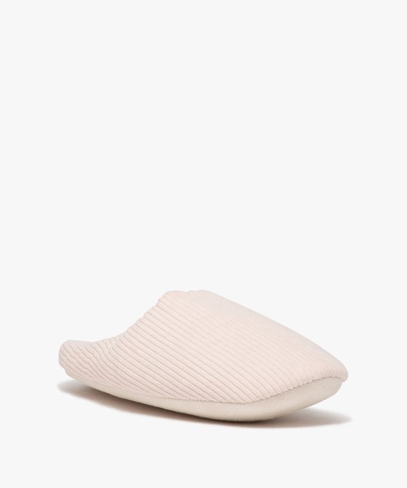 Chaussons femme mules en velours côtelé uni vue2 - GEMO(HOMWR FEM) - GEMO