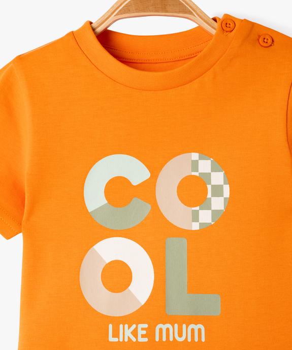 Tee-shirt manches courtes avec message famille bébé garçon vue2 - GEMO(BEBE DEBT) - GEMO