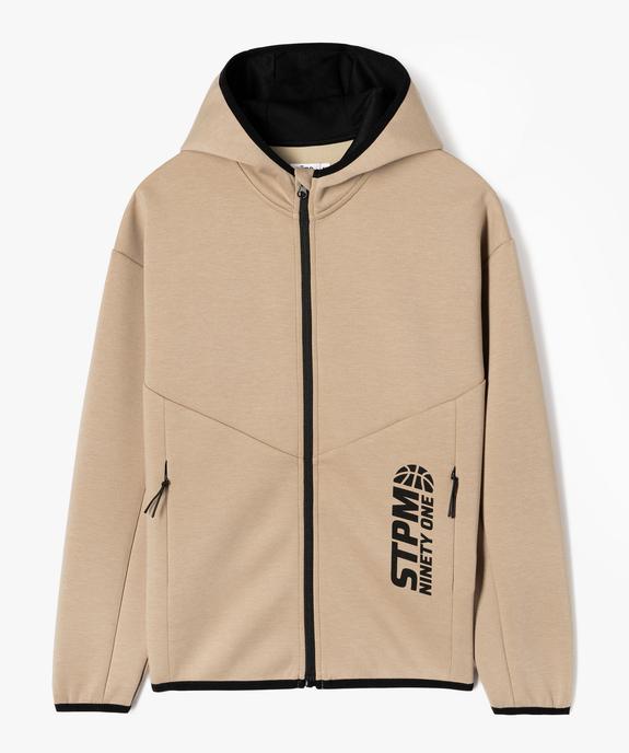 Sweat zippé à capuche en maille stretch garçon vue2 - GEMO (JUNIOR) - GEMO