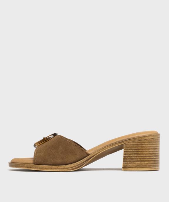 Mules à petit talon dessus cuir femme - Tanéo vue3 - TANEO - GEMO