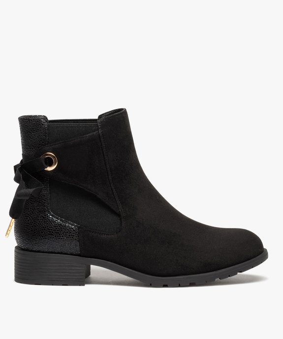 Boots femme à talon plat dessus en suédine et nœud décoratif vue2 - GEMO (CASUAL) - GEMO