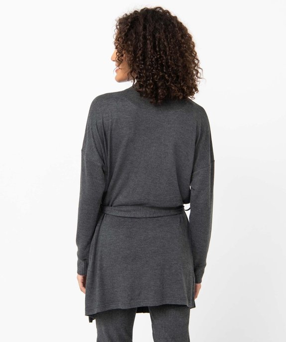 Veste d'intérieur femme en maille duveteuse avec ceinture à nouer vue3 - GEMO(HOMWR FEM) - GEMO