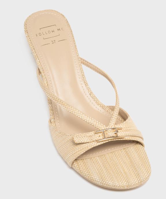 Sandales mules aspect raphia à petit talon femme - Follow Me vue5 - FOLLOW ME - GEMO